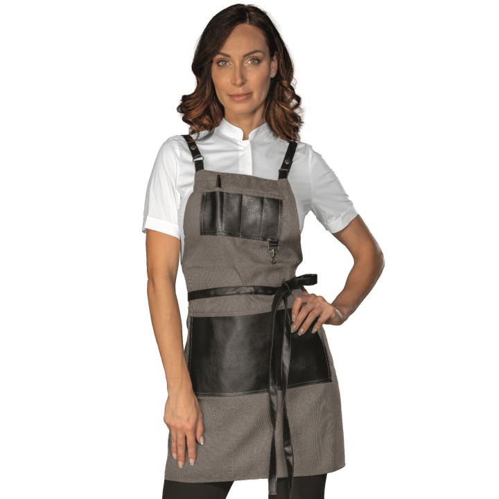 Grembiule Bristol short con inserti e lacci in pelle