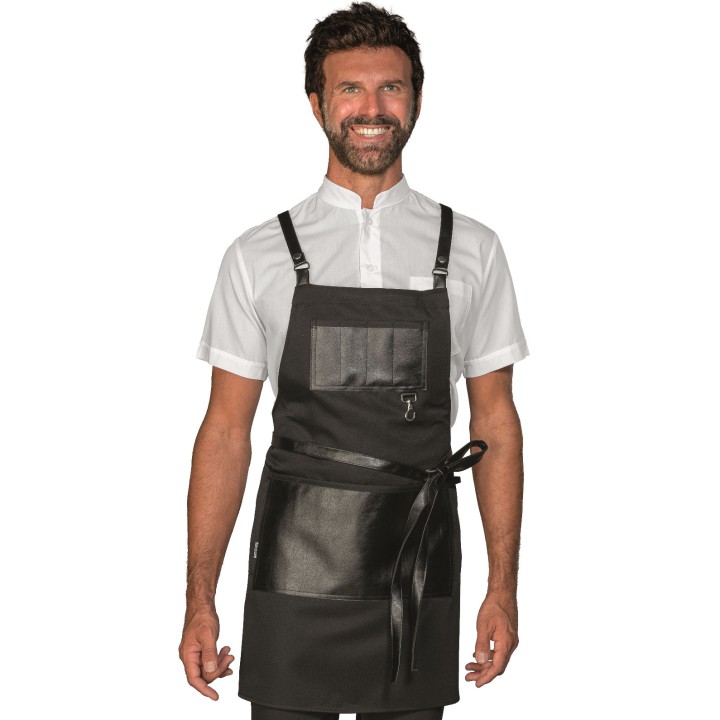 Grembiule Bristol short con inserti e lacci in pelle