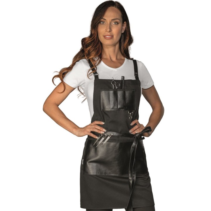 Grembiule Bristol short con inserti e lacci in pelle