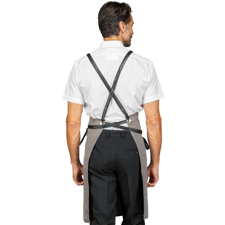 Grembiule Bristol con inserti e lacci in pelle