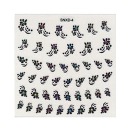 Stickers 3D Fiori Neri con Strass - Nail Art | SL