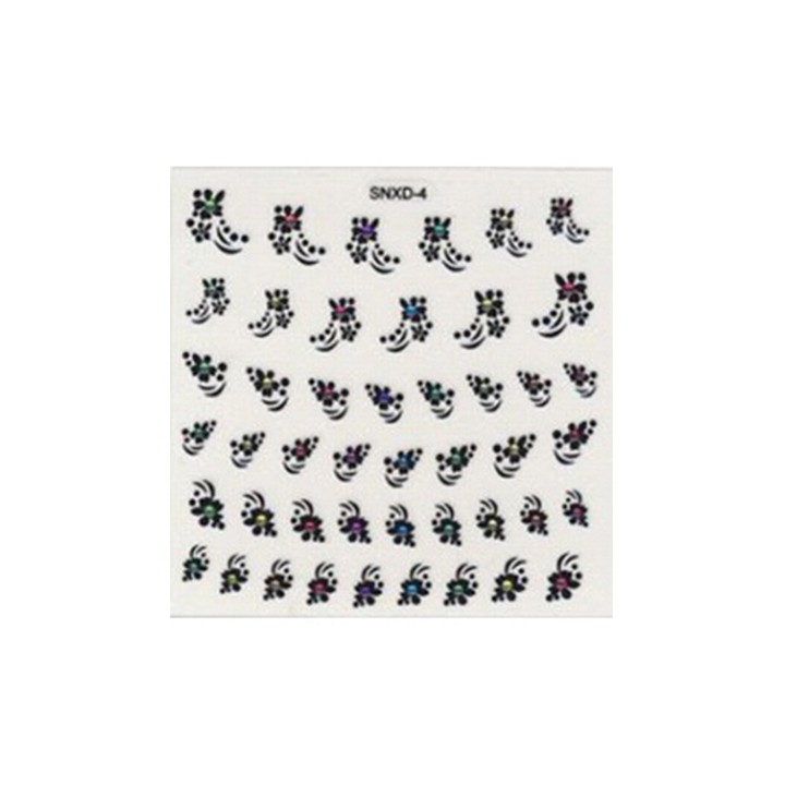 Stickers 3D Fiori Neri con Strass - Nail Art | SL
