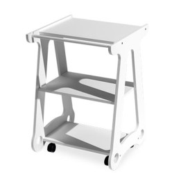 Carrello Legno Bianco 3 Cassetti Porta Salviette