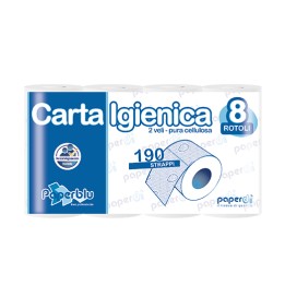Carta Igienica 2 Veli 8 Rotoli Pura Cellulosa