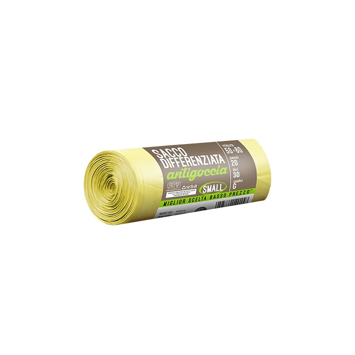 Sacchetti Rifiuti Gialli 50x60 cm 30L - 20 Pz