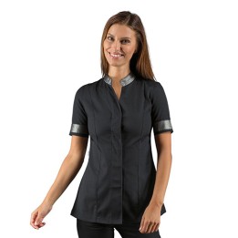 Casacca Hibiscus Nero Lurex Argento | Divisa Estetista