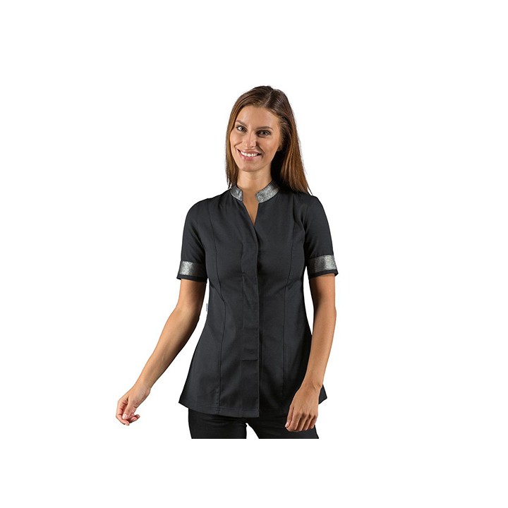 Casacca Hibiscus Nero Lurex Argento | Divisa Estetista