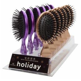 Espositore 12 Spazzole per Capelli Viola/Oro | SL Beauty