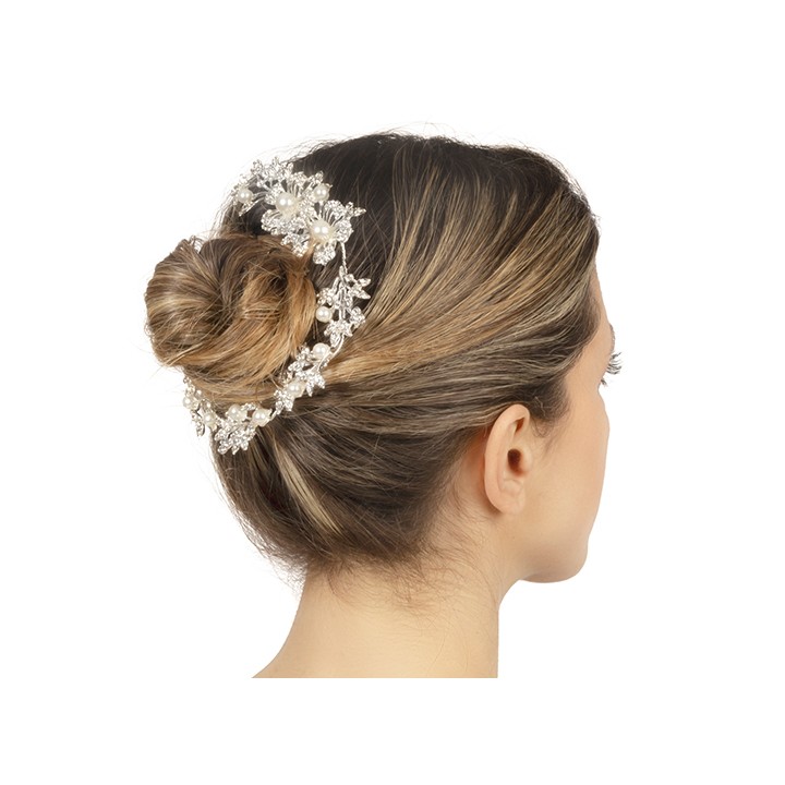 Decorazione Capelli Strass e Perle 31,5 cm - Cerimonia
