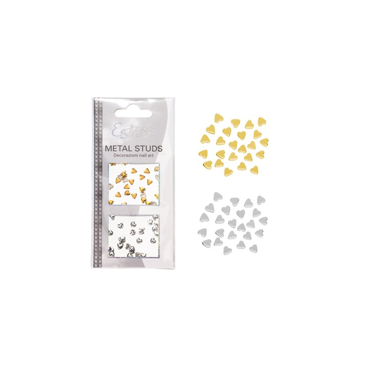 Borchie Cuore Oro/Argento 4mm 48pz Nail Art