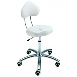 Sgabello Beauty con Ruote e Schienale - Colore Bianco
