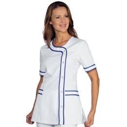 Casacca Brasilia bianca e blu cina, 65% poliestere e 35% cotone