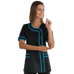 Casacca Brasilia nera e turchese, 65% poliestere e 35% cotone