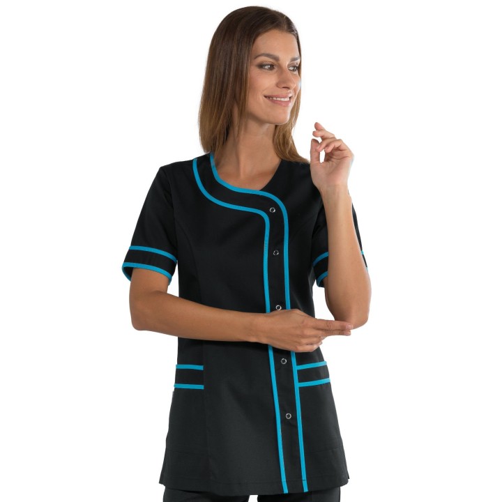 Casacca Brasilia nera e turchese, 65% poliestere e 35% cotone