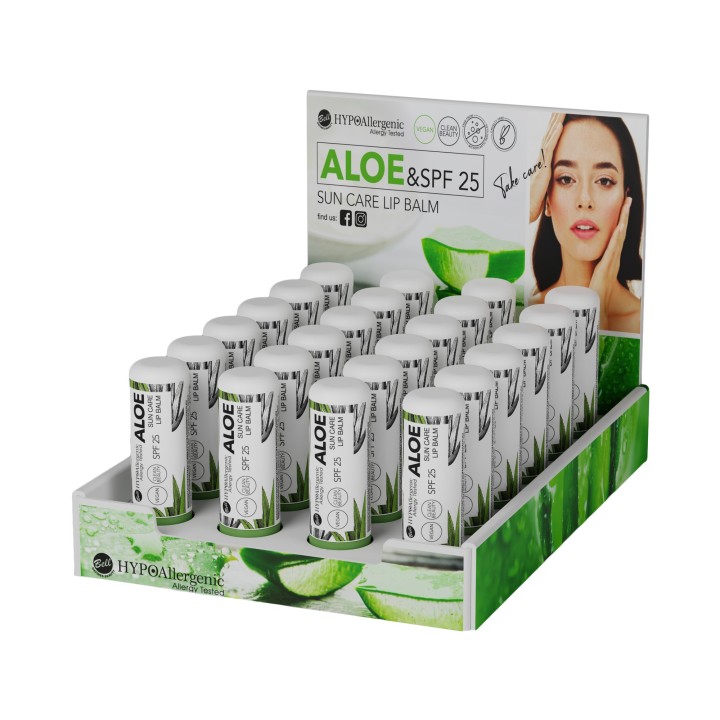 Espositore Balsamo Labbra Aloe SPF 25 Bell HYPOAllergenic