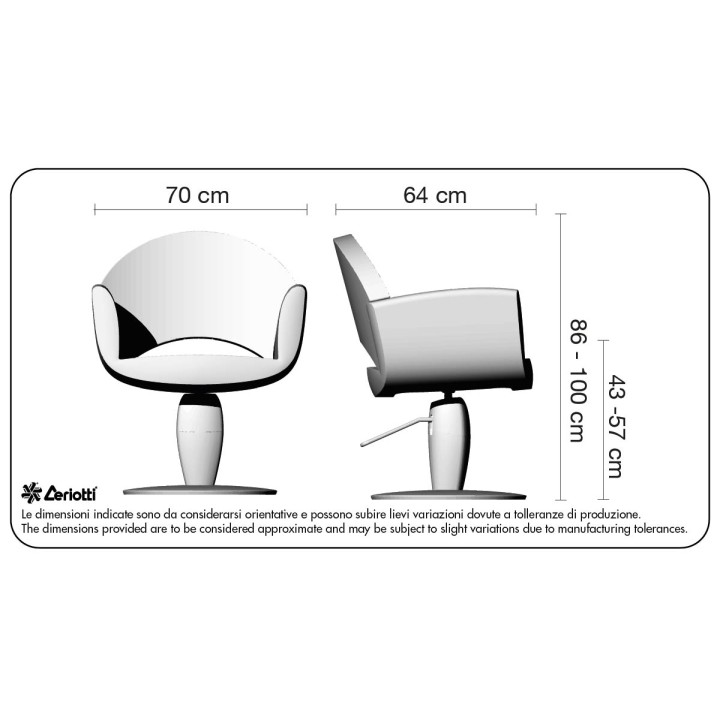 Poltroncina da lavoro Olga - misure