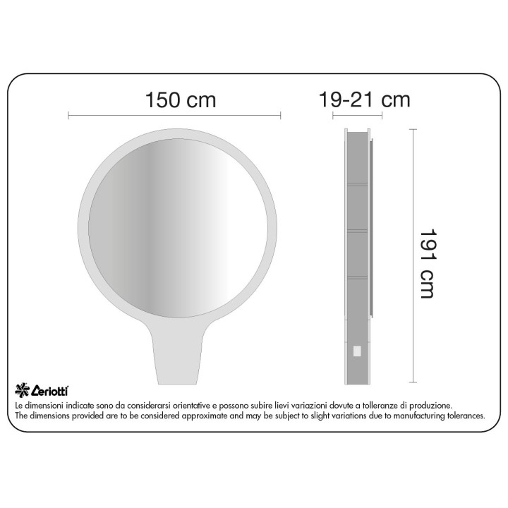 Specchiera professionale Sunny db - misure