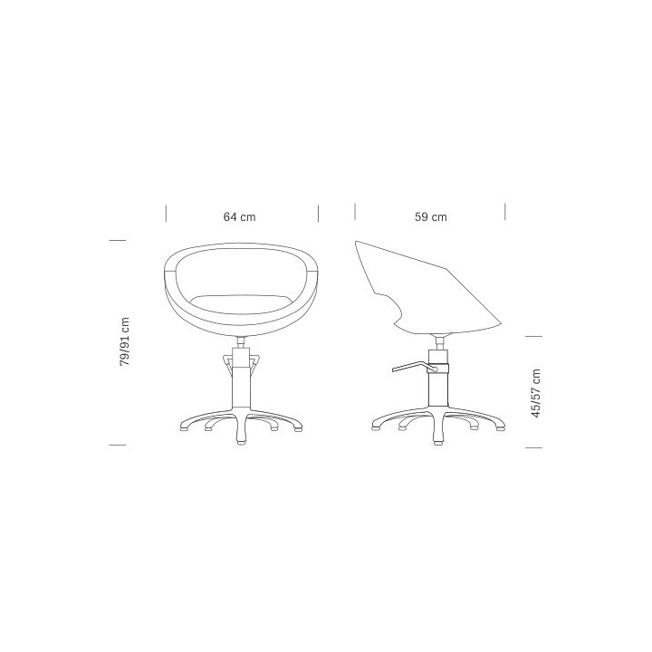 Poltrona professionale da parrucchiere Queen - misure