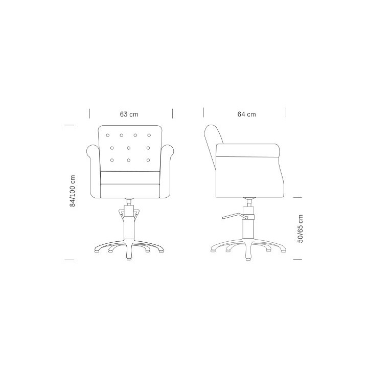 Poltrona professionale da parrucchiere Throne - misure