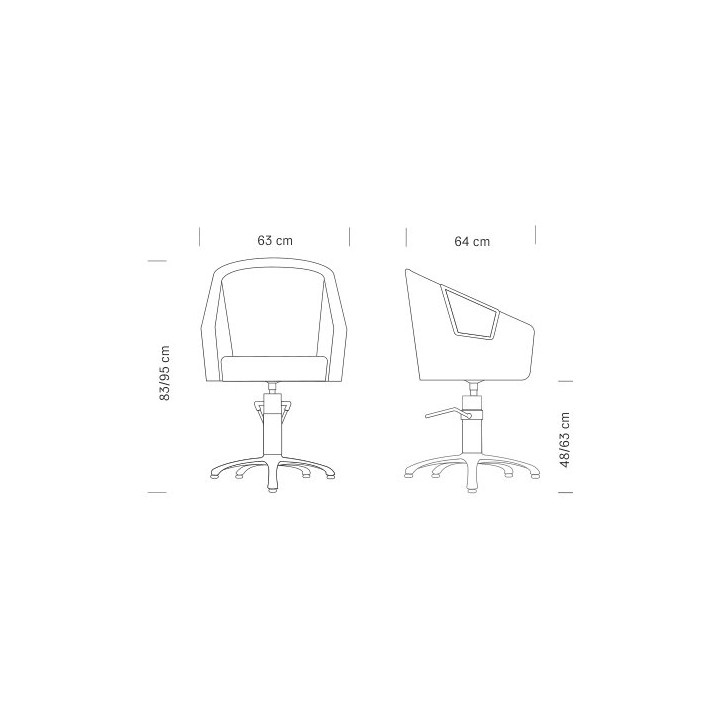 Poltrona professionale da parrucchiere Astra Black - misure