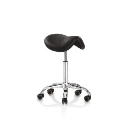Poltroncina da lavoro a sella con base cromata