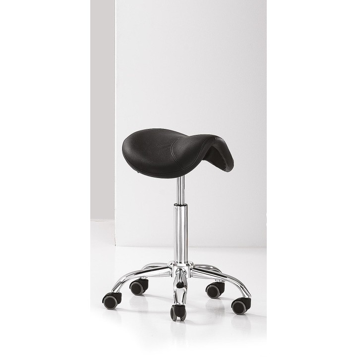 Poltroncina da lavoro a sella con base cromata
