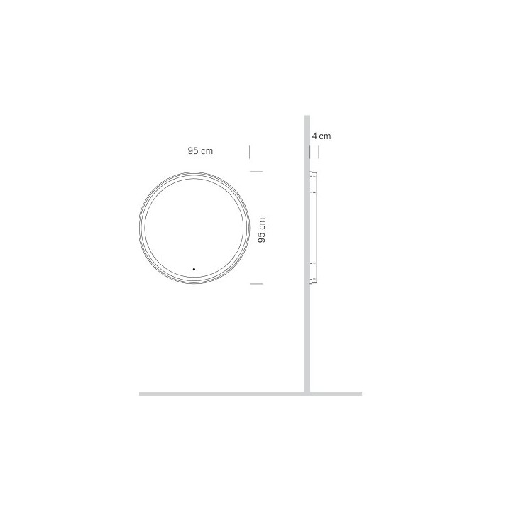 Specchiera rotonda con luce LED Nuvola - misure