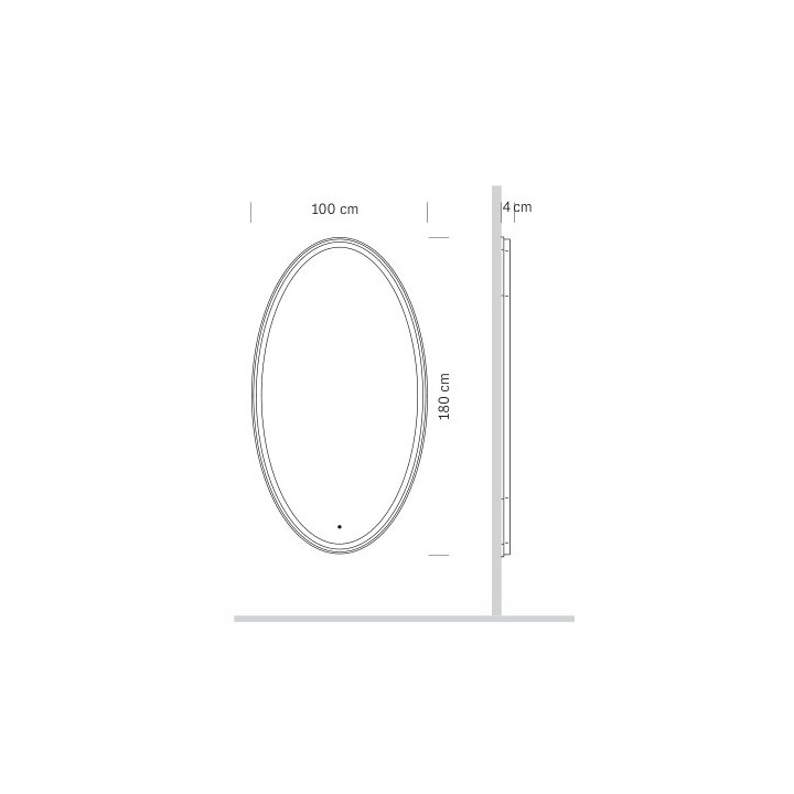 Specchiera ovale con luce LED Sogno - misure