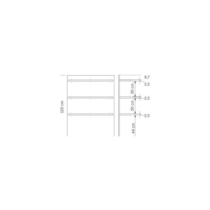 Espositore da parete con mensole 90 cm - misure