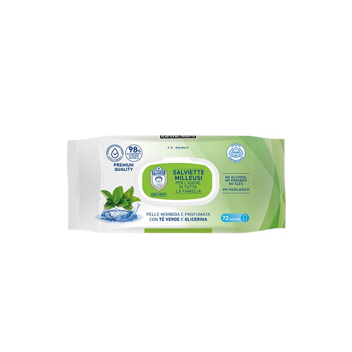 Salviette Milleusi Tè Verde e Glicerina 72pz